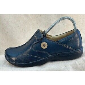 Clarks Women's Unstructured UNLOOP Slip-On Black Leather Comfort Shoes 7M Button